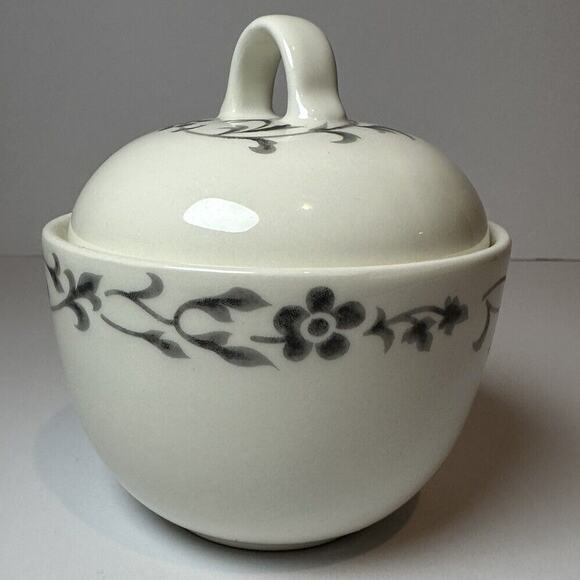 Pfaltzgraff Avenue Parisienne Sugar Bowl Kitchen Collectable Gray & White Floral - Picture 6 of 9